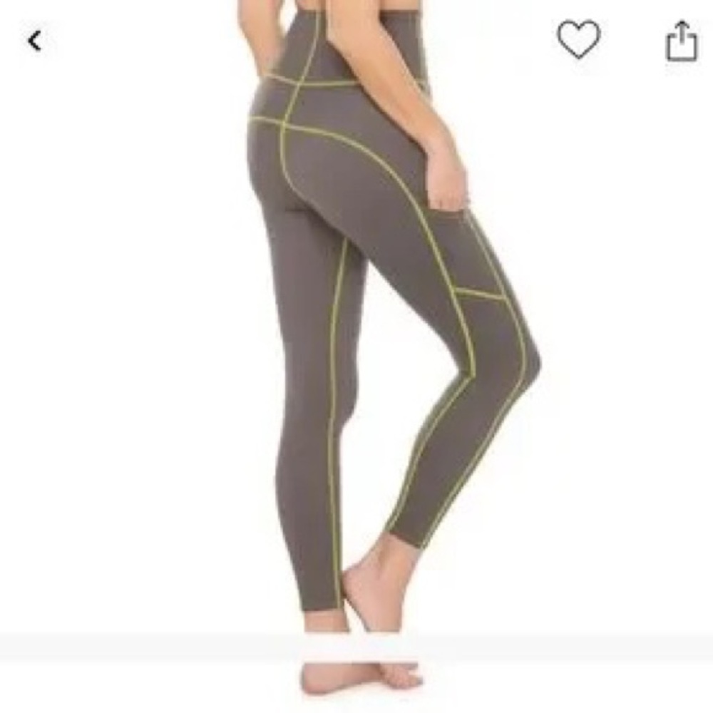 Gray and Yellow Women's Leggings